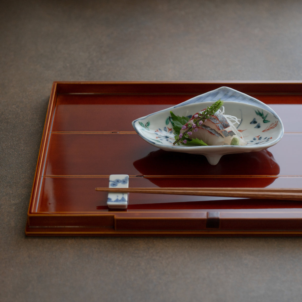 Golden Amber Double-Rim Rectangular Tray　
