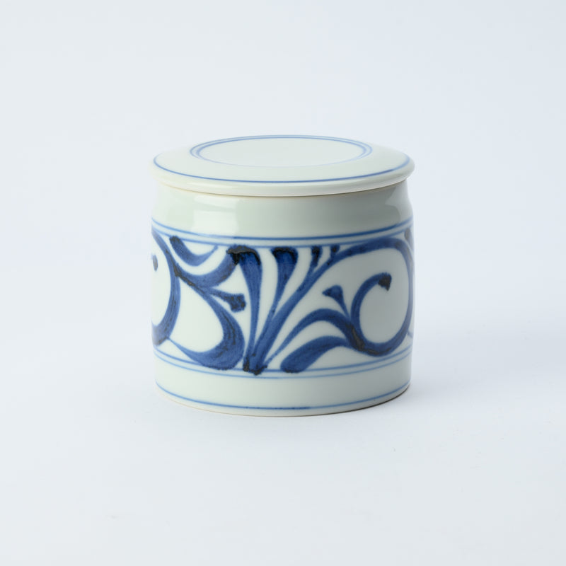 Baizan Kiln Arabesque Tobe Cylindrical Spice Container with Lid