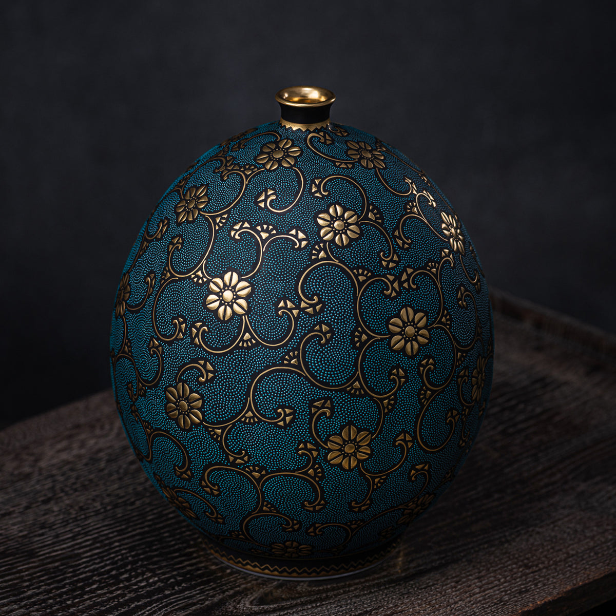 Morikin Floral Arabesque Aochibu Ovale Vase