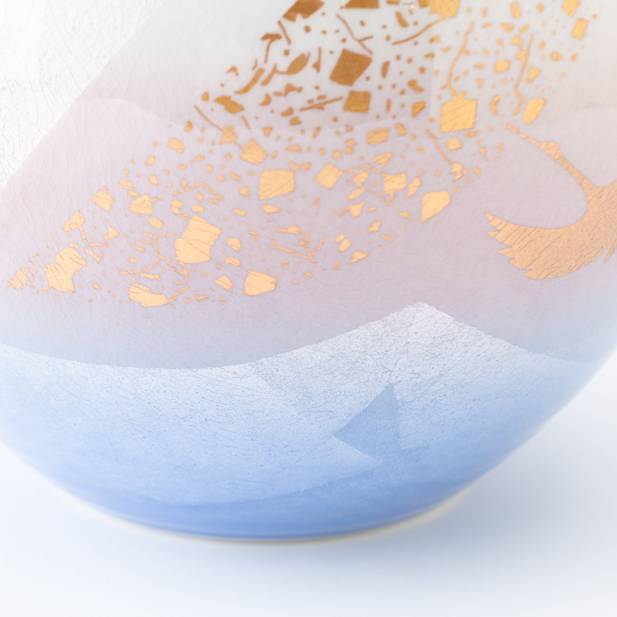 Ginsai Crane Round Japanese Flower Vase 6.9 IN