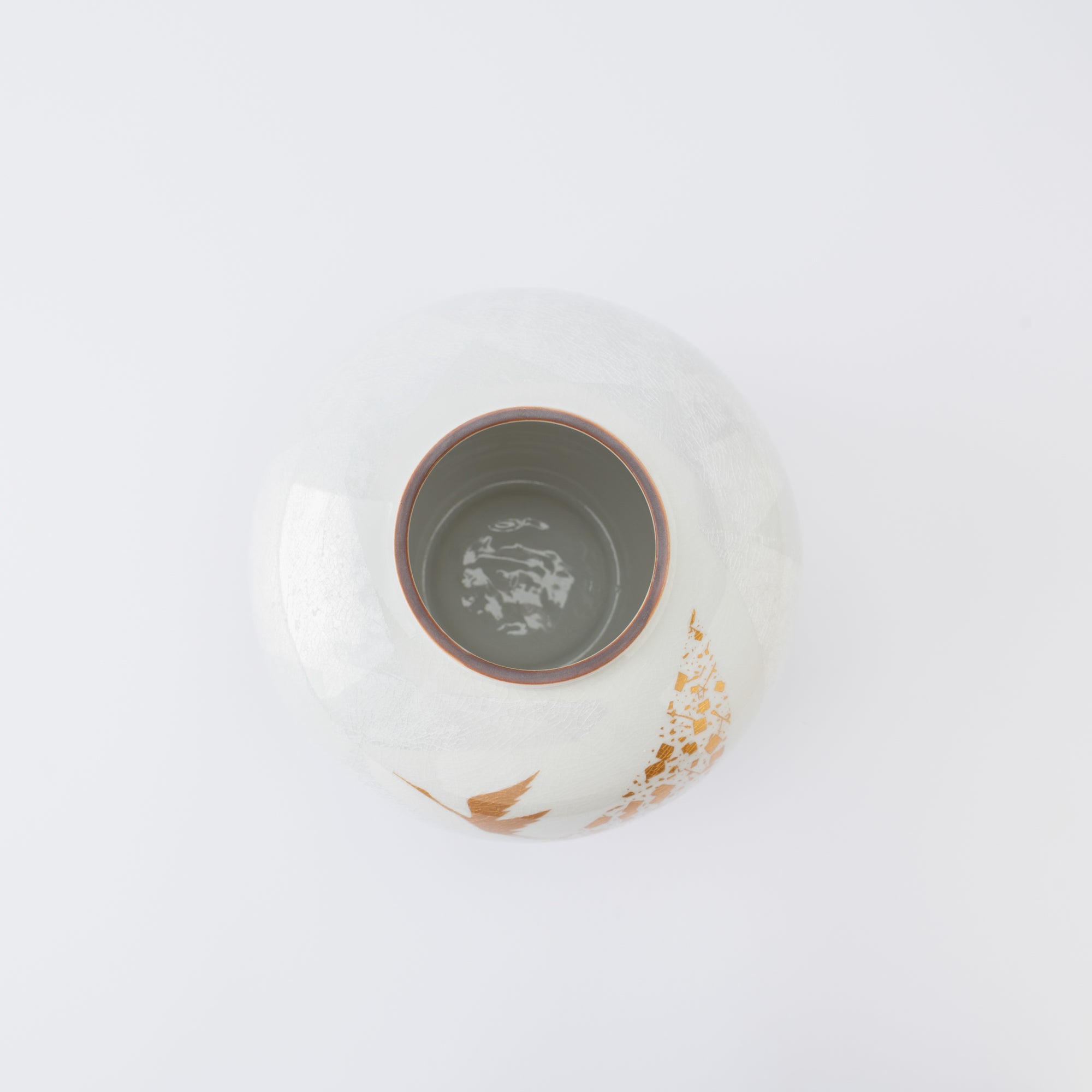 Ginsai Crane Round Japanese Flower Vase 6.9 IN