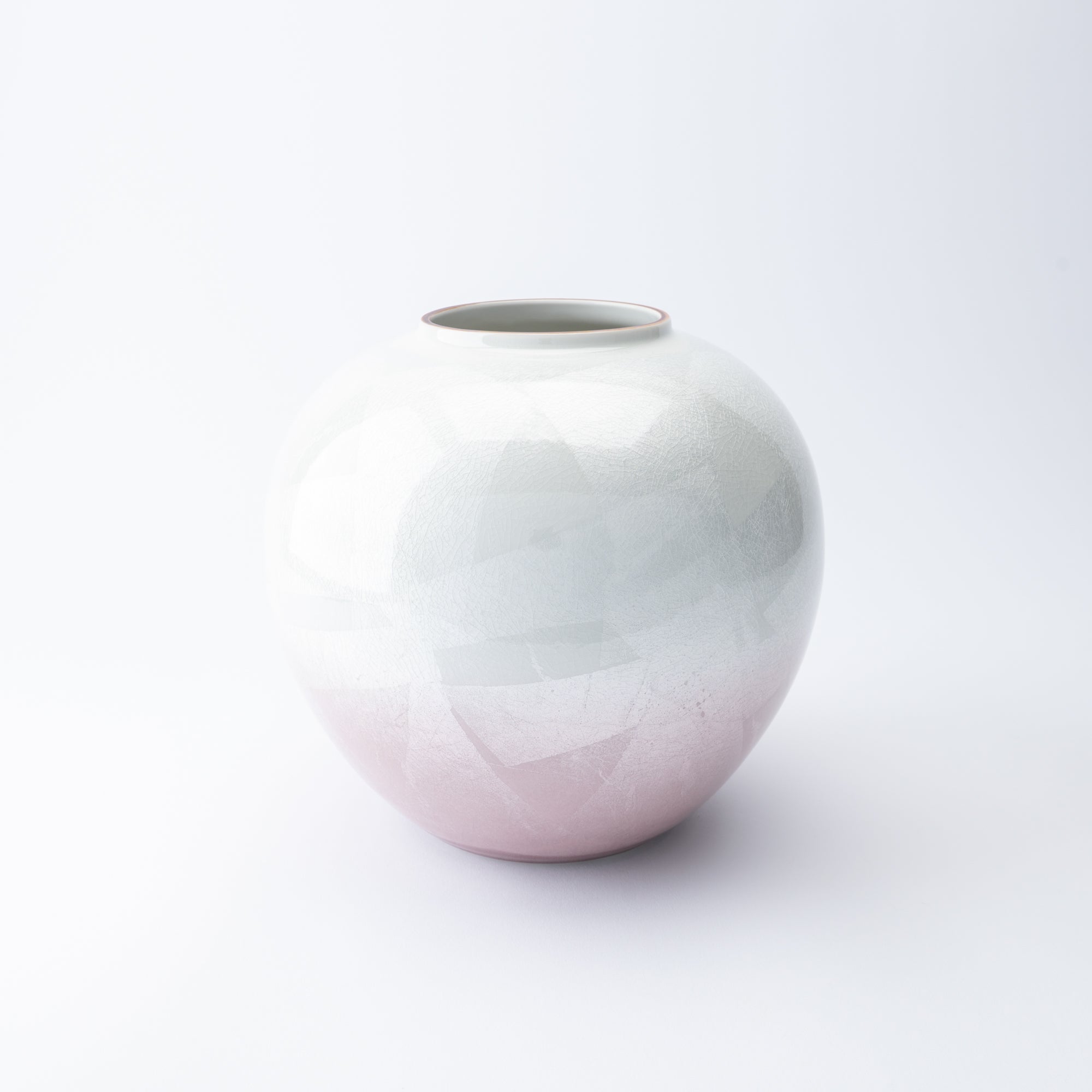 Ginsai Crane Round Japanese Flower Vase 8.1 IN