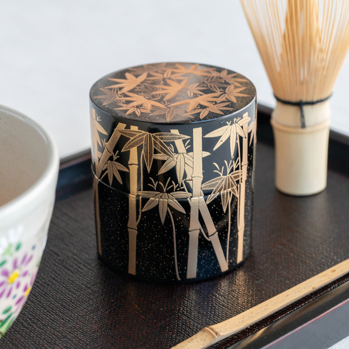 Yamanaka Lacquerware Golden Bamboo Nakatsugi Matcha Container (Natsume ...