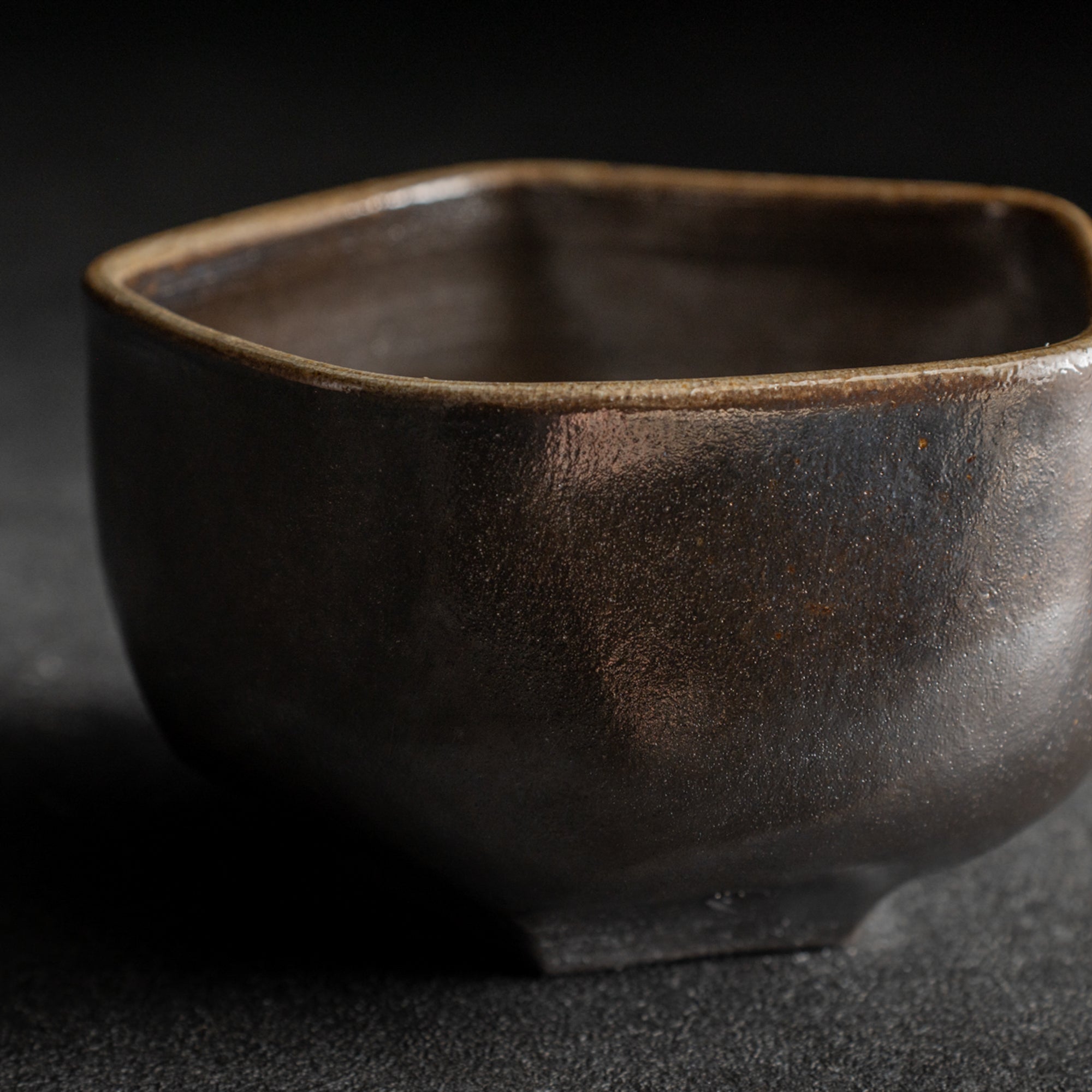 Hikidashi-Guro Five-Sided Matcha Bowl