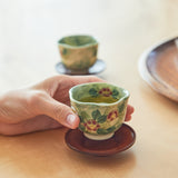 Tosen Kiln Camellia Kiyomizu Ware Japanese Teacup