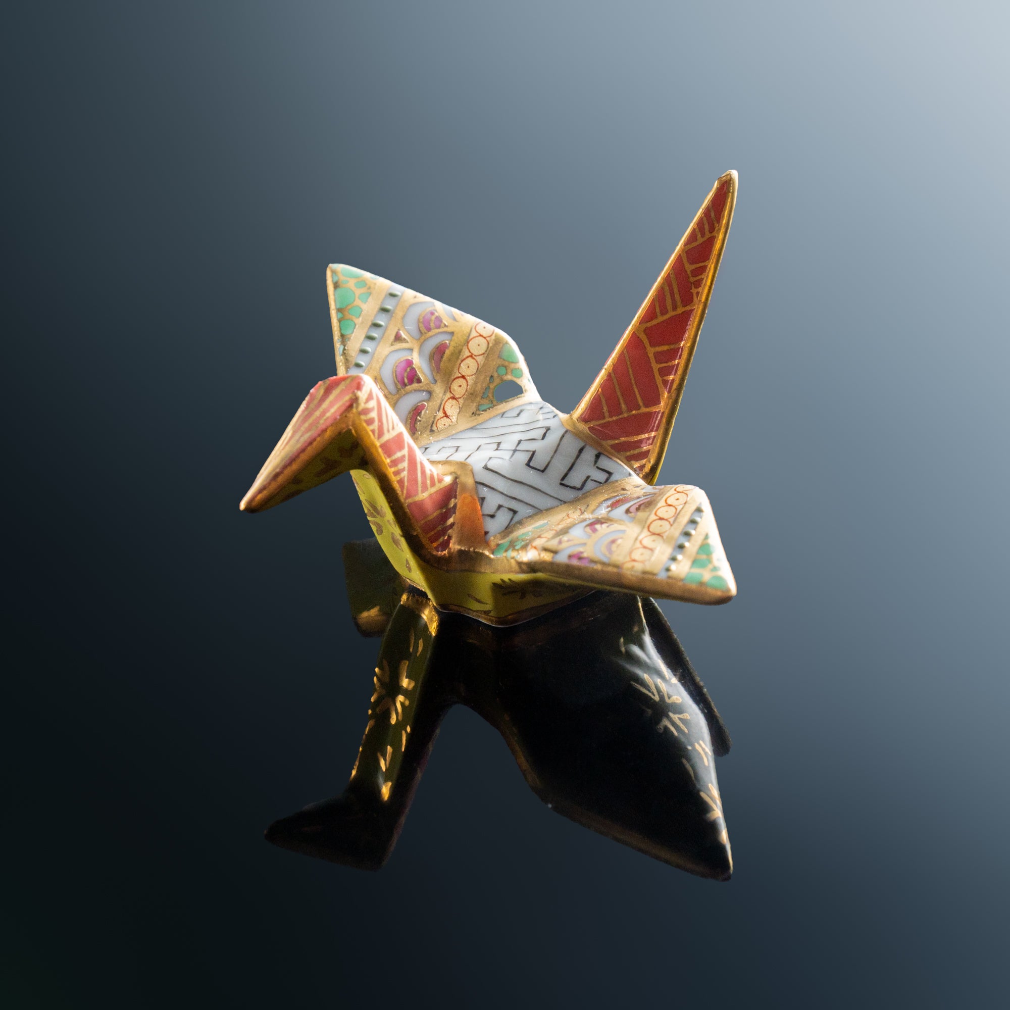 Gold-lined Origami Crane Chopstick Rest