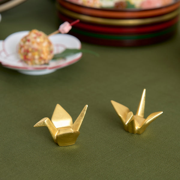 Hakuichi Golden Crane Kanazawa Gold Leaf Chopstick Rest Pair