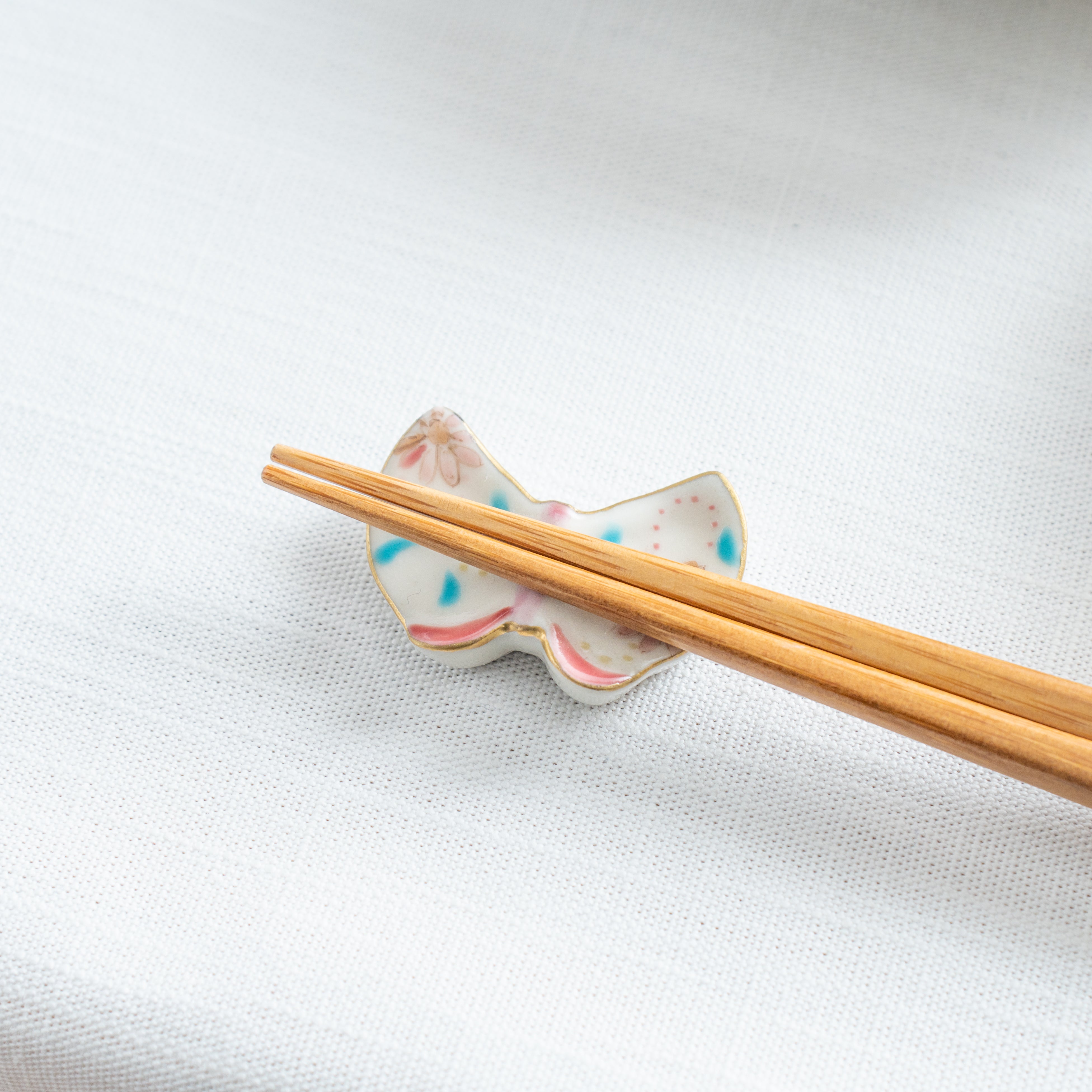 Flower Butterfly Kyo Ware Chopstick Rest Set