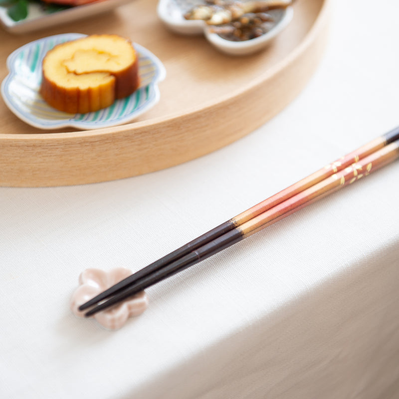 Matsukan Sakura Breeze Wakasa Lacquerware Set of Two Pairs of Chopsticks 23 cm (9.1 in) / 21 cm (8.3 in) with Chopstick Rests (Set of Two)