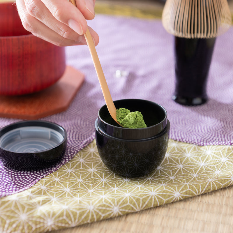 Nishimoto Ippuku Yamanaka Lacquerware Matcha Tea Set with Purple Furos, MUSUBI KILN