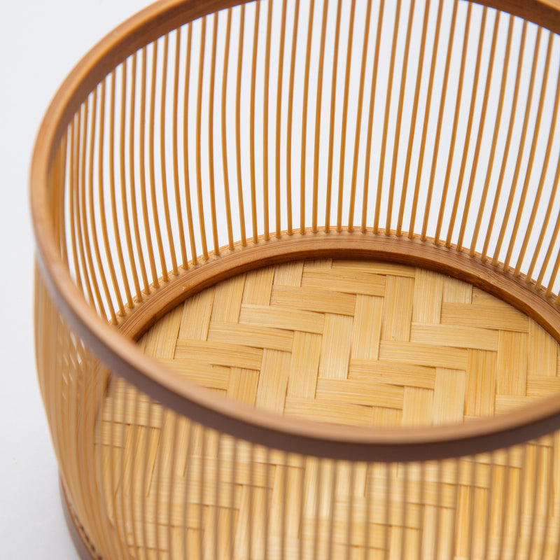 Hexagonal Suruga Bamboo Basketry Basket with Lid