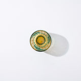 Kiyohide Glass Green Amber Whirlwind Edo Kiriko Guinomi Sake Cup