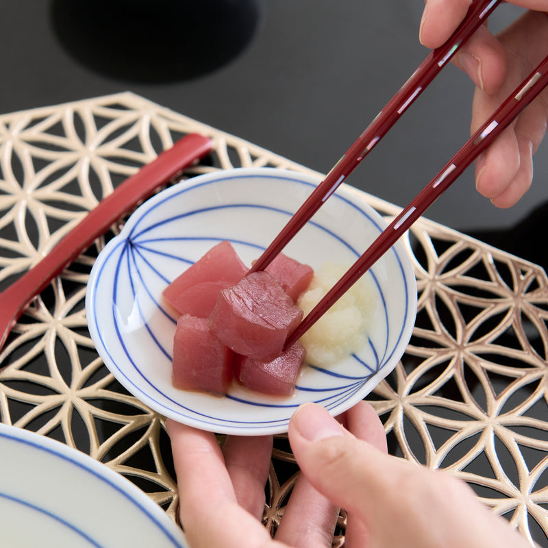 SINGAMA Leaf Vein Pattern Seto Ware Sauce Plate