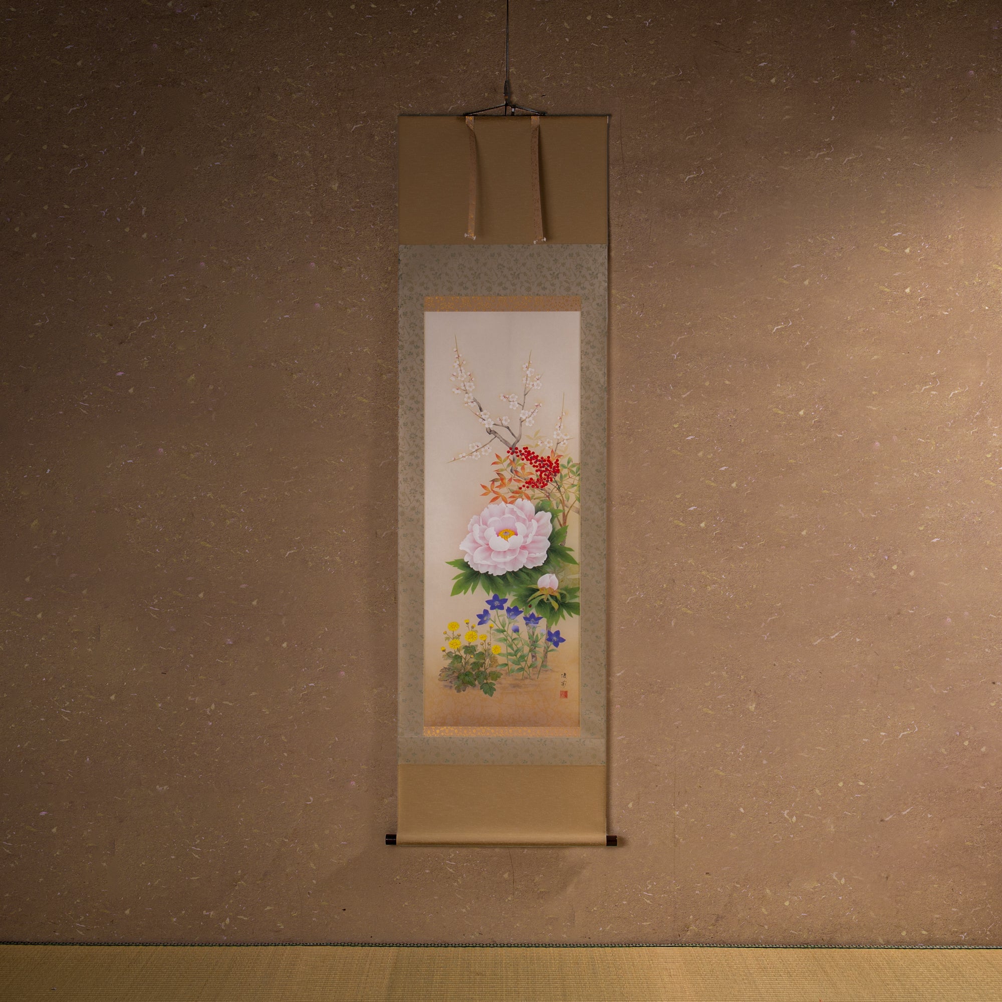Flowers of the Four Seasons Kakejiku Hanging Scroll
