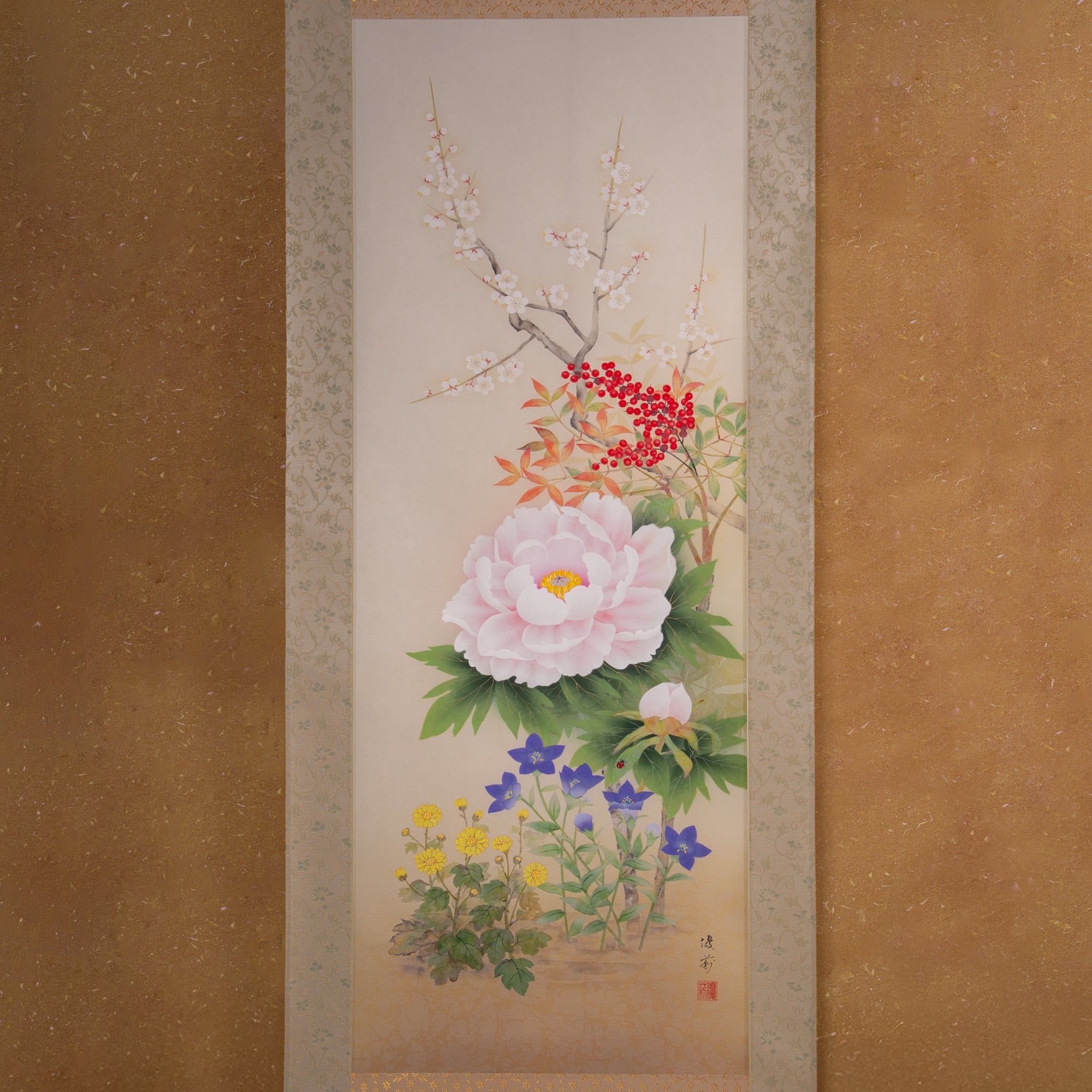 Flowers of the Four Seasons Kakejiku Hanging Scroll