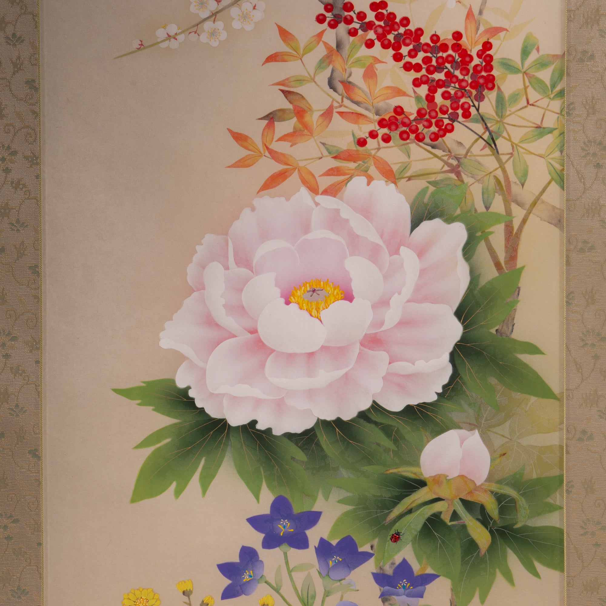 Flowers of the Four Seasons Kakejiku Hanging Scroll