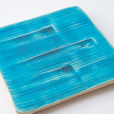 Hissan Pottery Hibino Malibu Turquoise Shigaraki Ware Square Plate 6.1 in