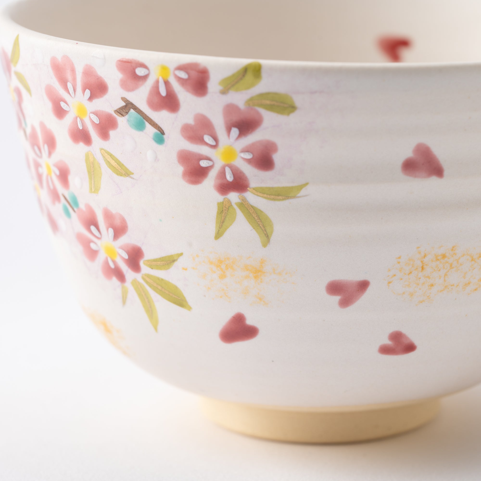 Sakura and Peeking Cat Matcha Bowl Chawan