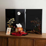 Fukunishi Sobe Rabbit and Autumn Flower Aizu Lacquerware Folding Screen