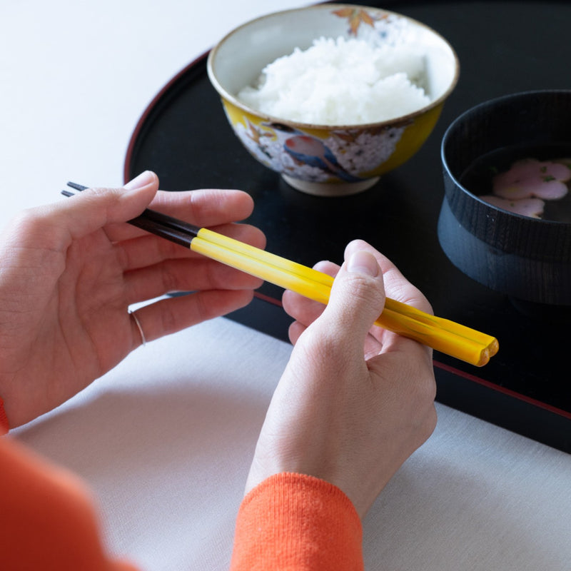 Perfect Fit Dishwasher Safe Wakasa Lacquer Reusable Chopsticks Yellow 15cm/5.9in - 22.5cm/8.9in