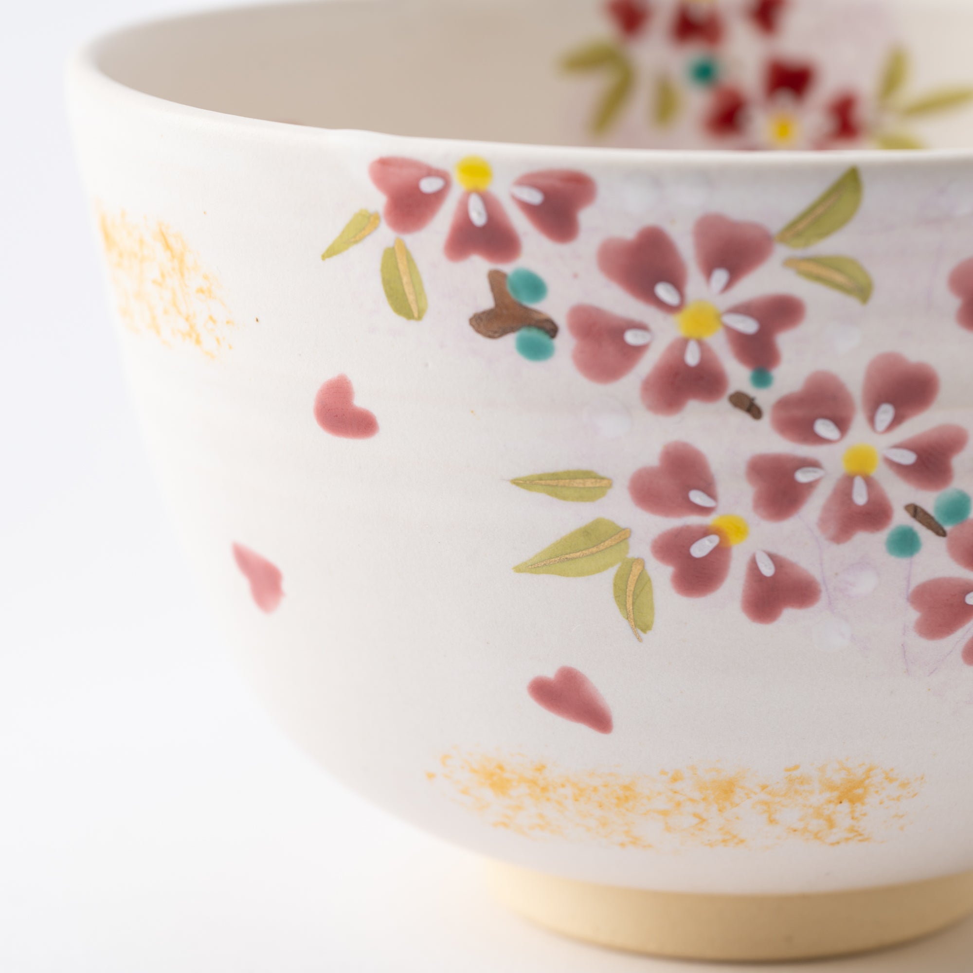 Sakura and Peeking Cat Matcha Bowl Chawan