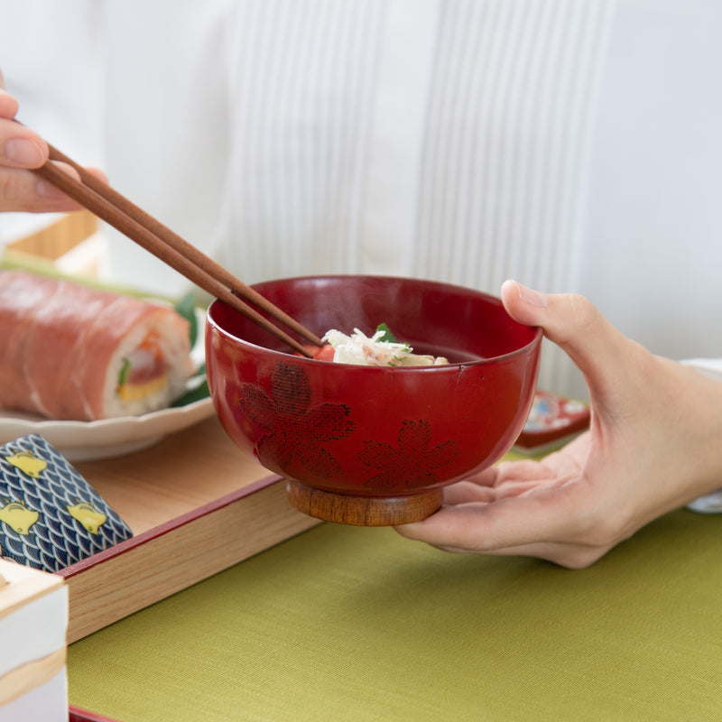 SAKURA Yamanaka Lacquerware Miso Soup Bowl