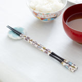 Harekutani Pink/Light Blue Kutani Reusable Chopsticks 22.5cm/8.9in & Chopstick Rests (Set of Two)