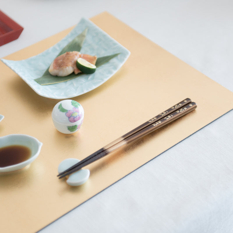 Golden Sakura Yamanaka Lacquerware Set of Two Pairs of Chopsticks 23cm/9in