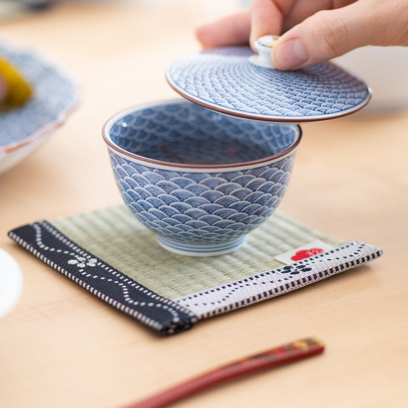 Midou Kiln Seigaiha Blue Wave Hasami Japanese Teapot Set 23.7 oz (700 ml)