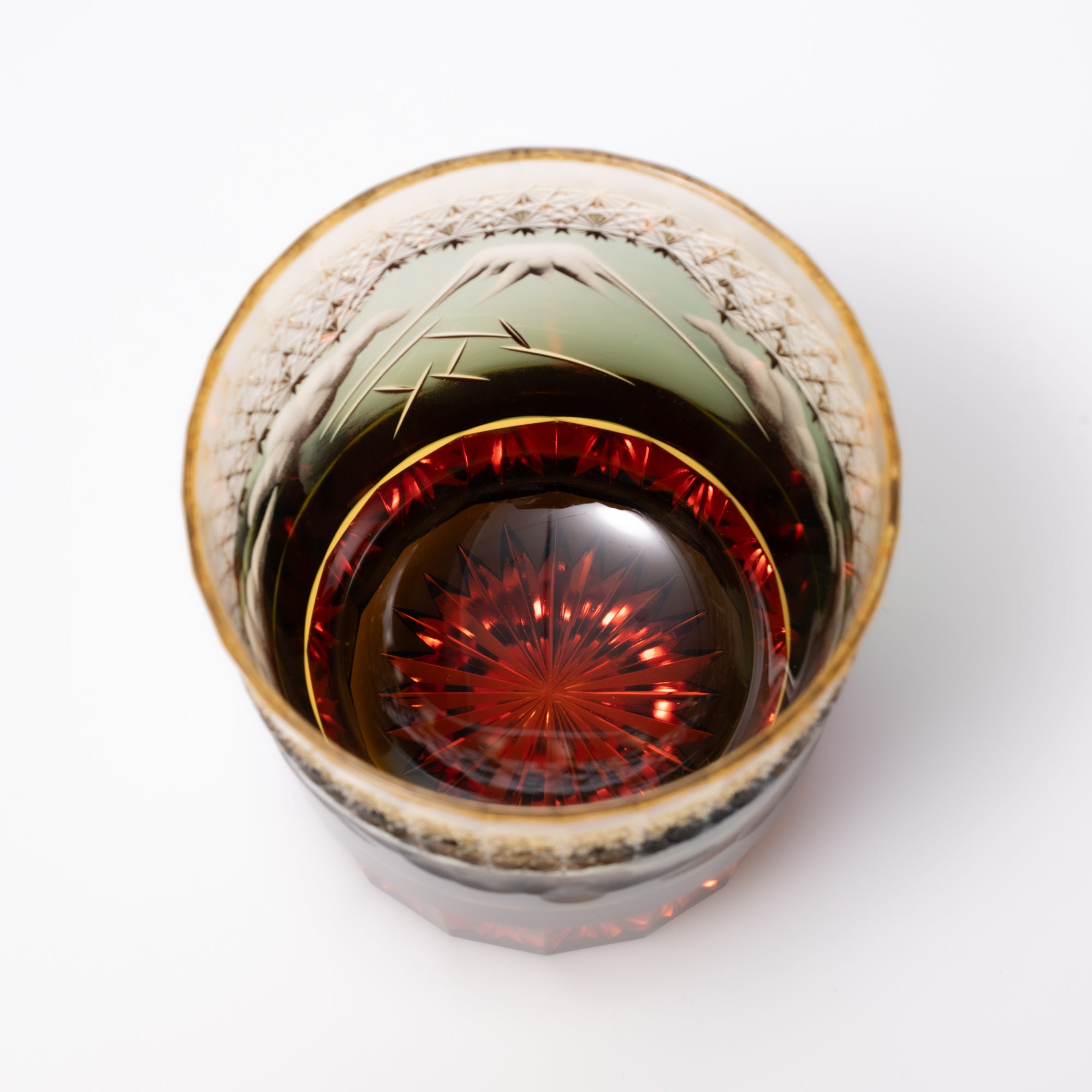 Hokusai Mt. Fuji Edo Kiriko Whiskey Glass