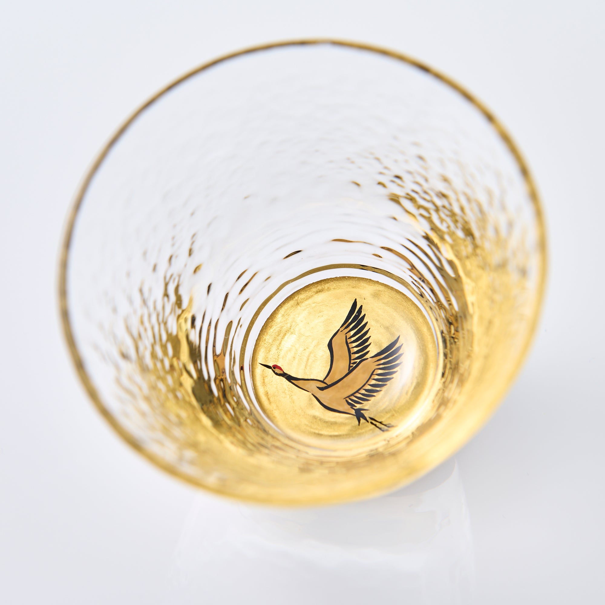 Crane Maki-e Glass Guinomi Sake Cup