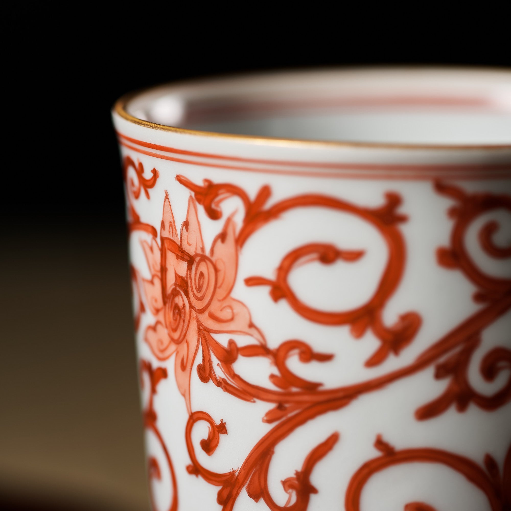 Red Peony and Arabesque Kutani Mug