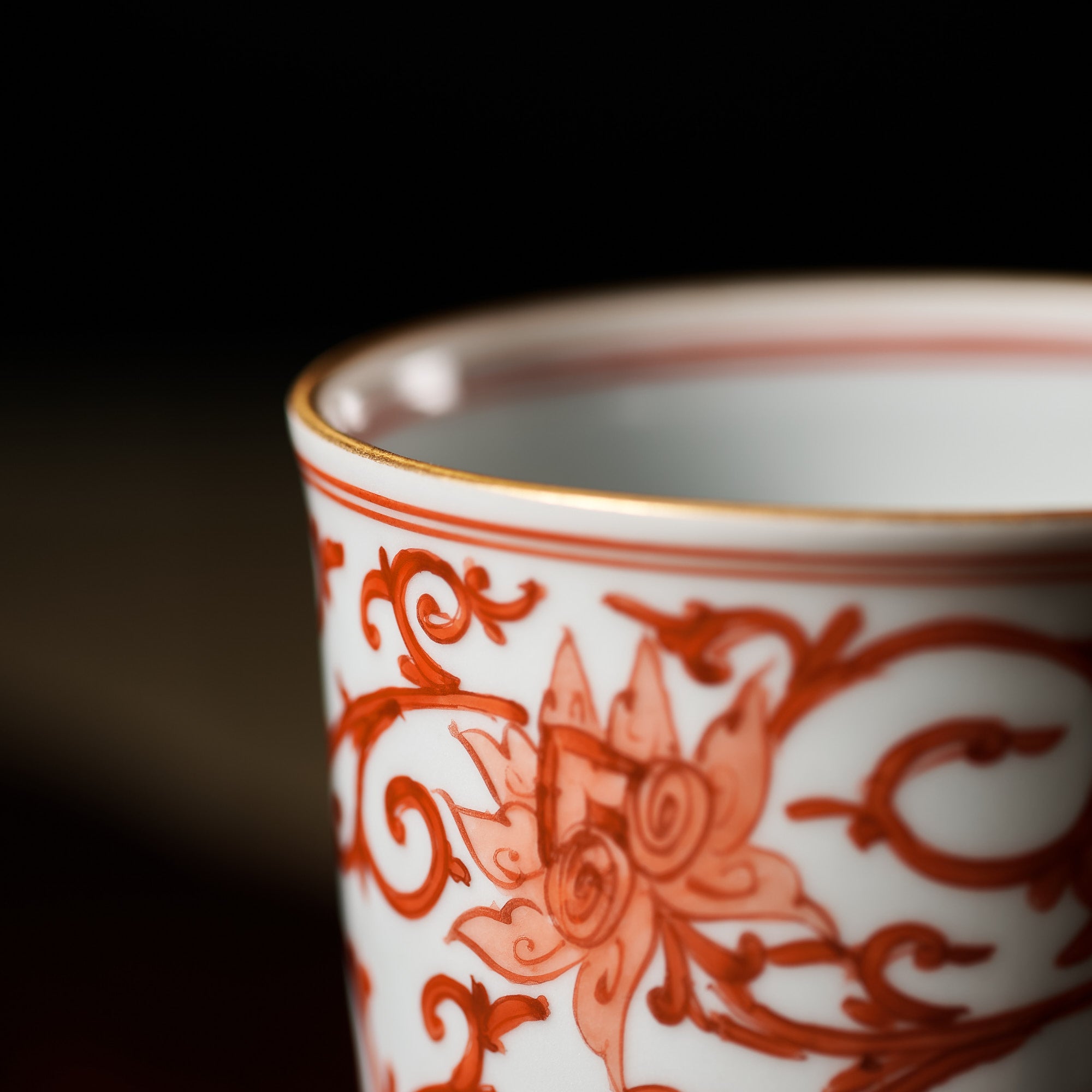 Red Peony and Arabesque Kutani Mug