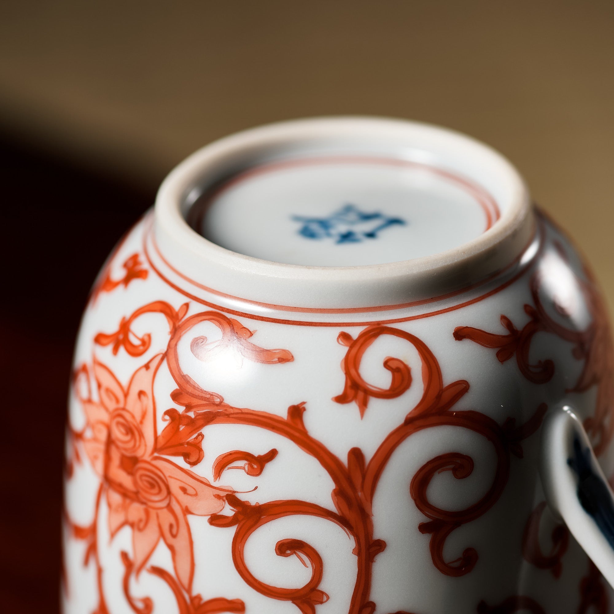 Red Peony and Arabesque Kutani Mug