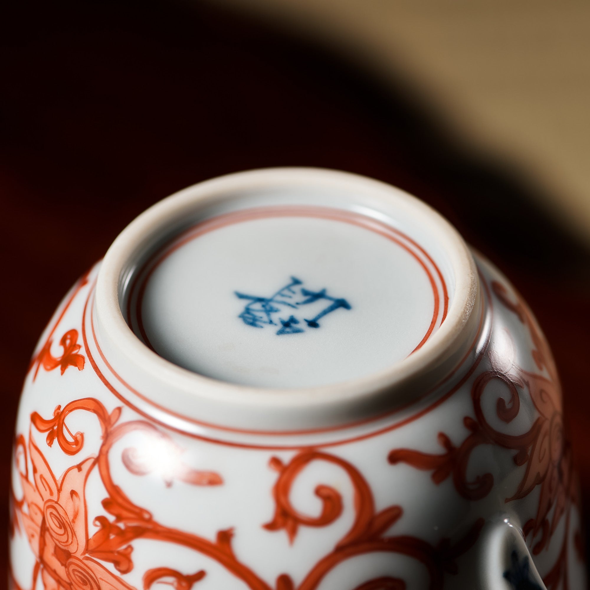 Red Peony and Arabesque Kutani Mug