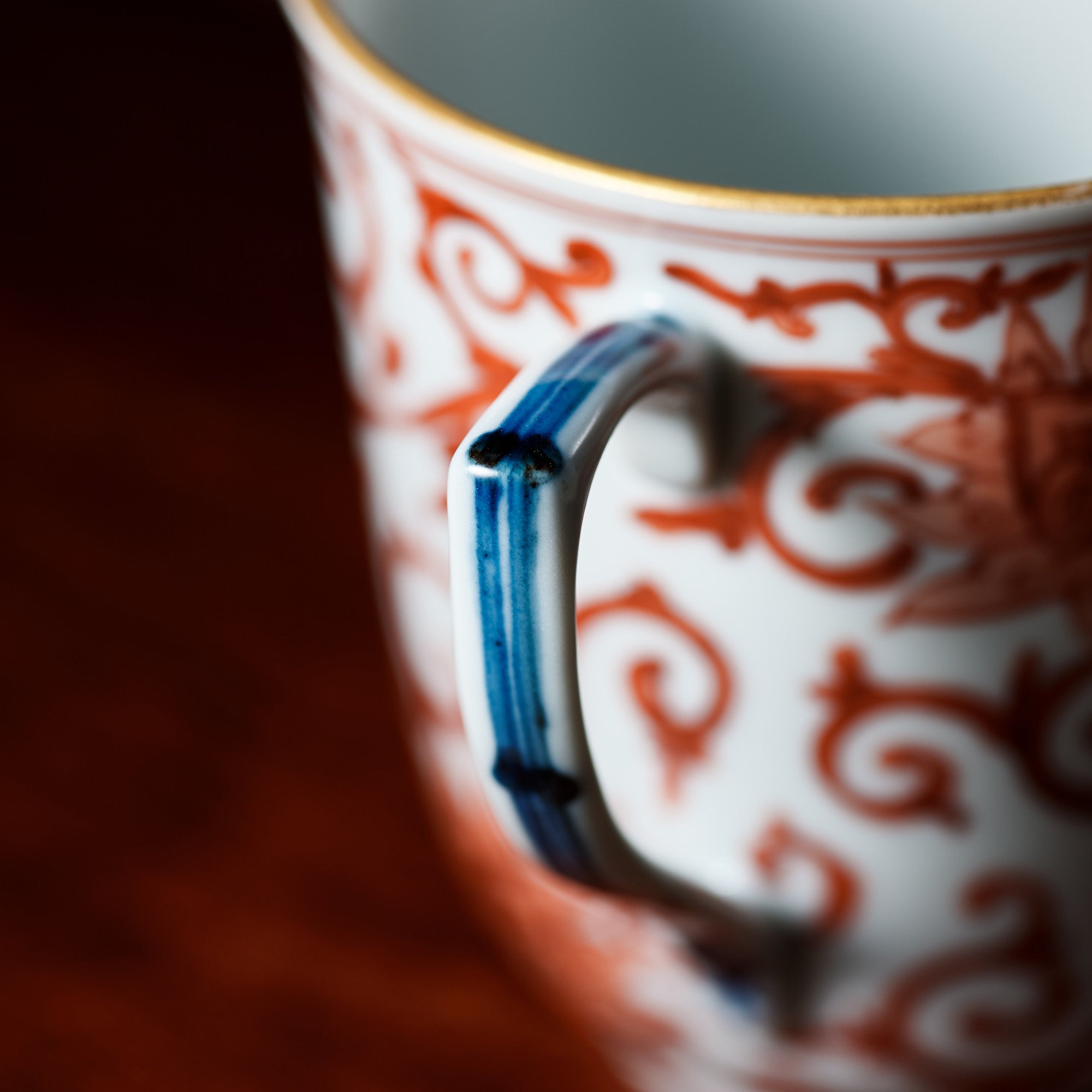 Red Peony and Arabesque Kutani Mug