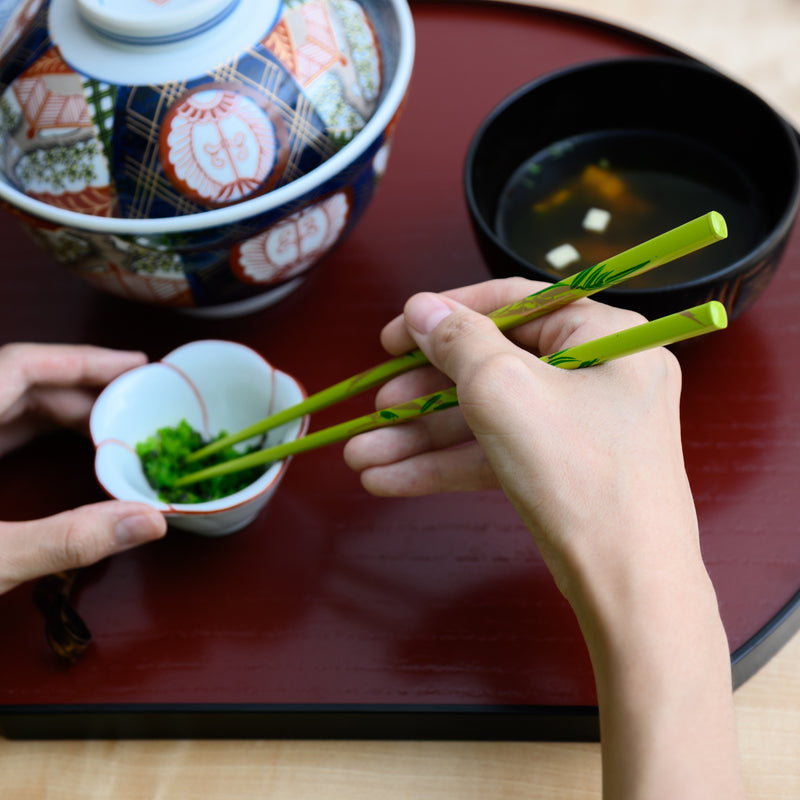 Matsukan Rimpa Pine and Bamboo Wakasa Lacquerware Set of Two Pairs of Chopsticks 23 cm (9.1 in)