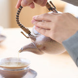 Hibino Red Brown Earthenware Mino Ware Japanese Teapot 13.5oz(400ml)