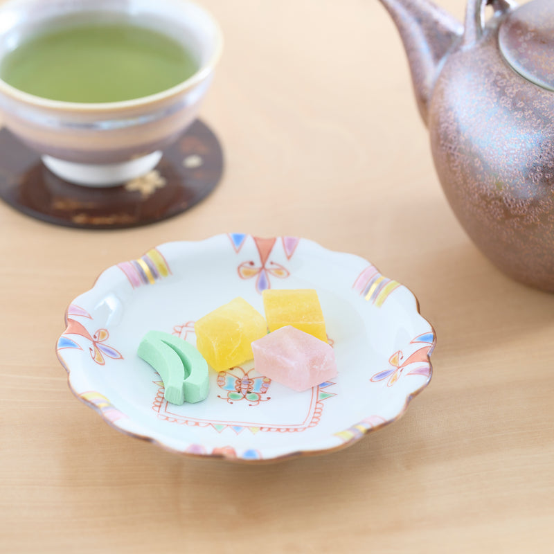 Ginshu Kiln Kutani Flower Sauce Plate Set