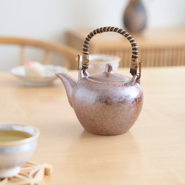 Hibino Red Brown Earthenware Mino Ware Japanese Teapot 13.5oz(400ml)