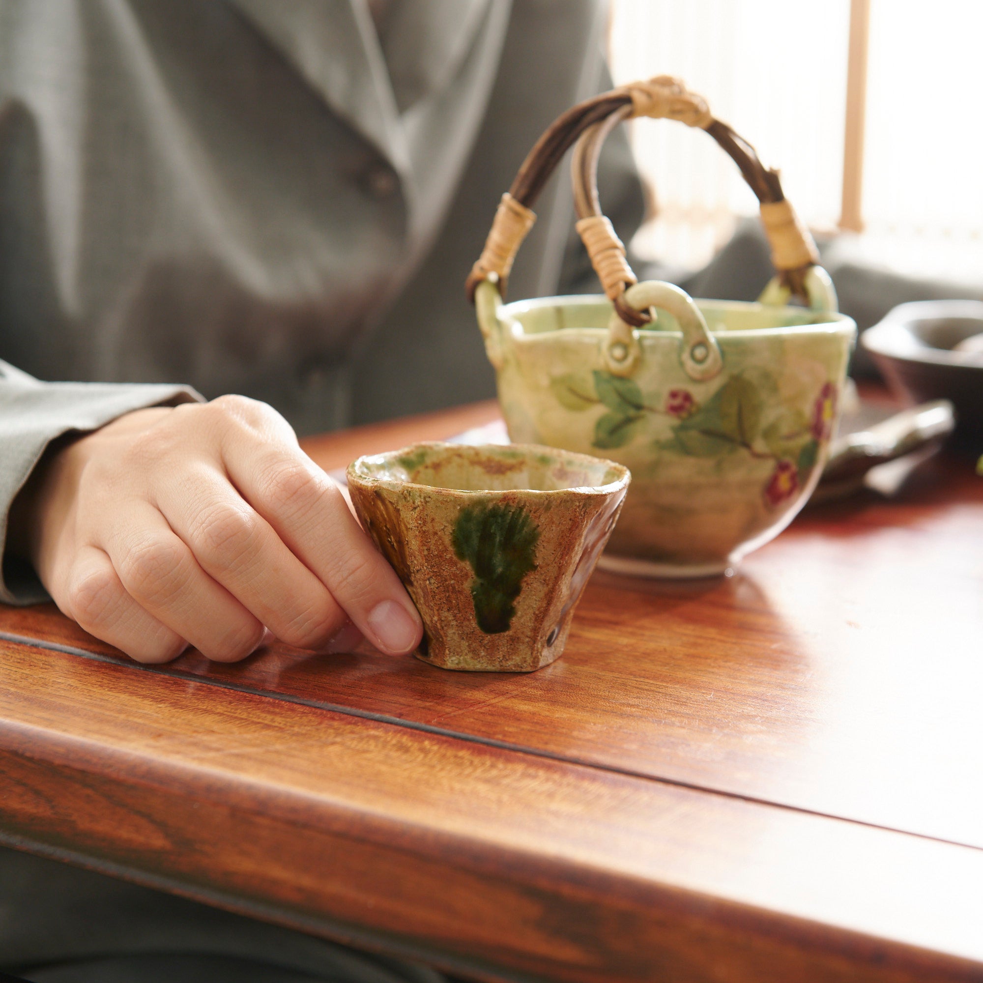 Bicolor Hexagonal Guinomi Sake Cup