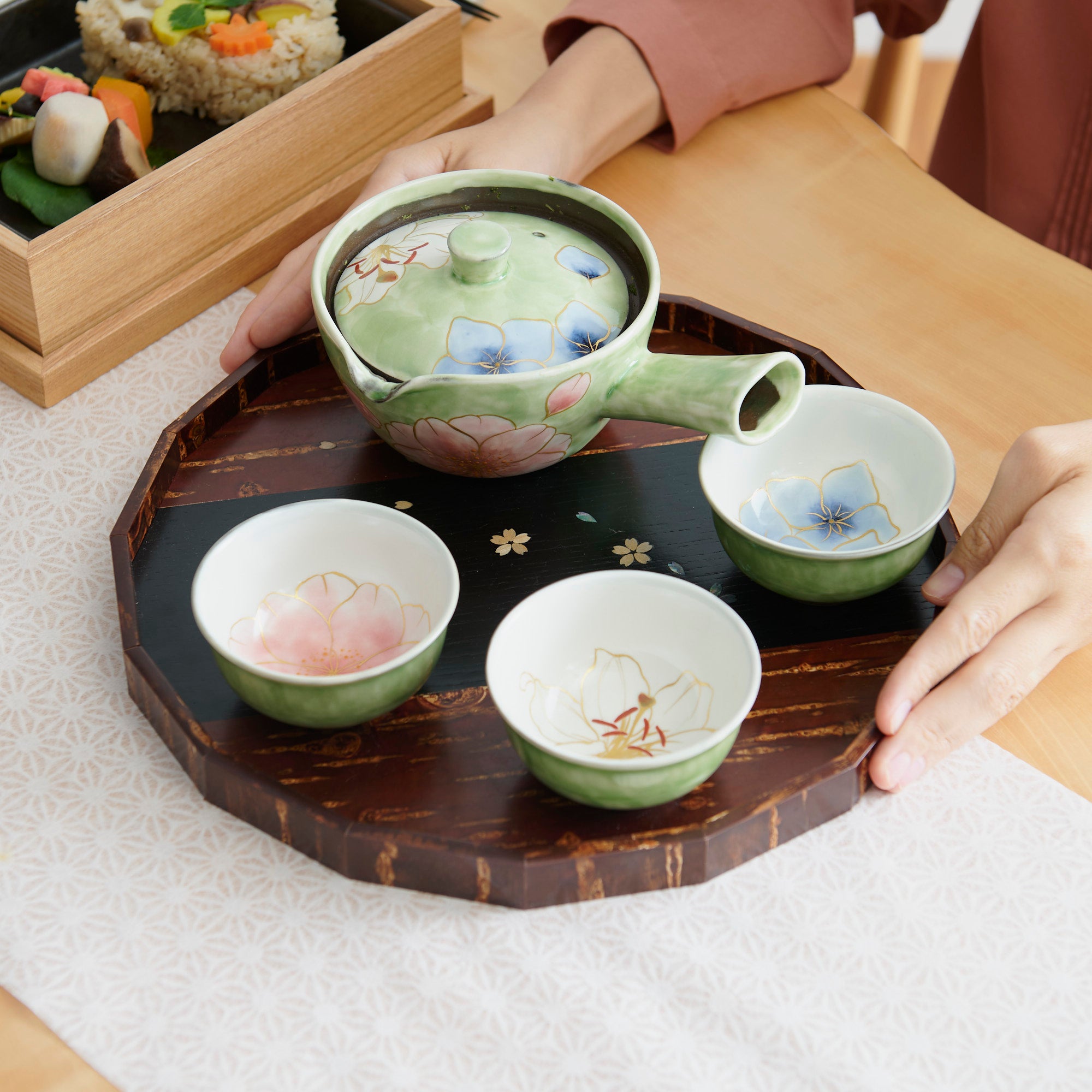 Colorful Floral Japanese Teacup