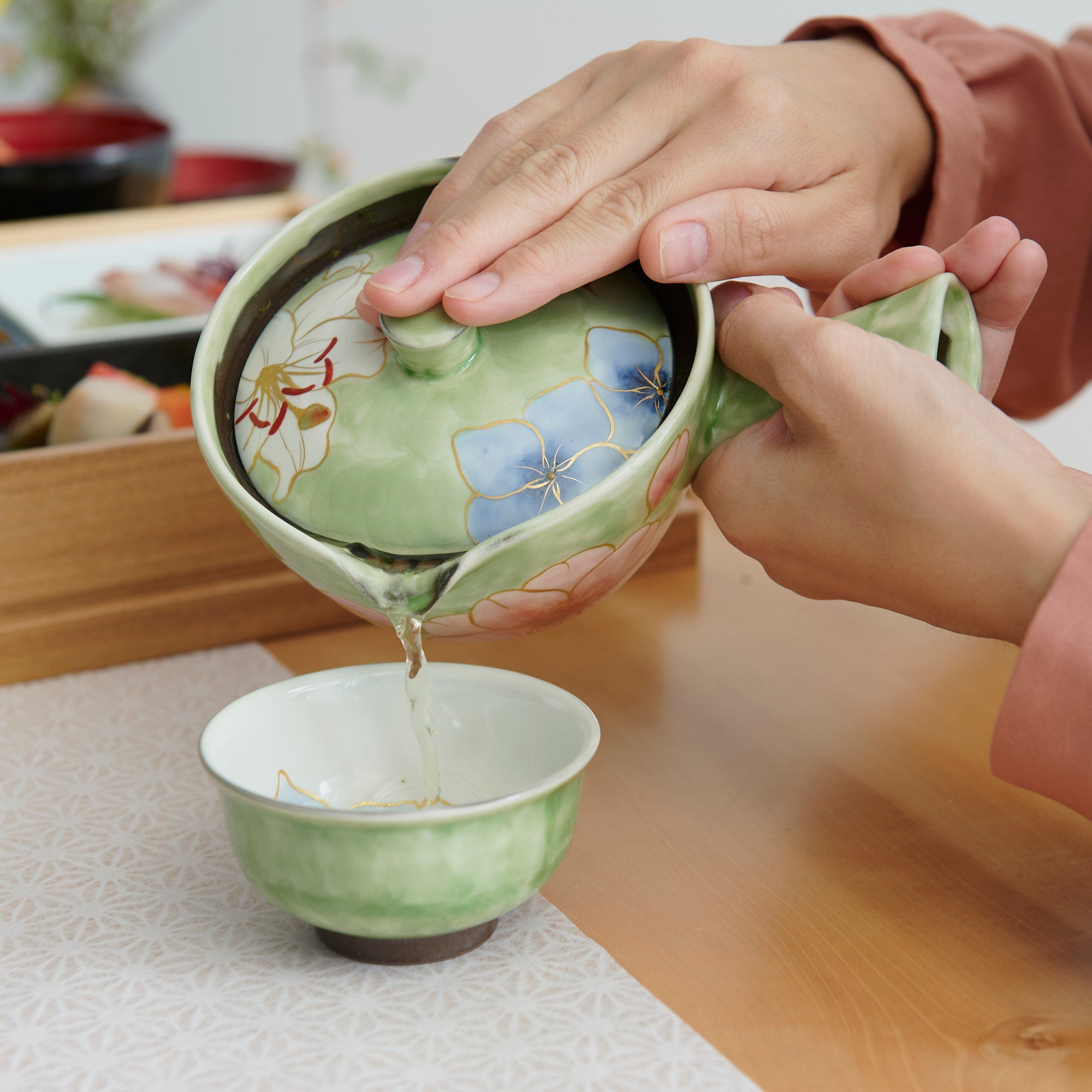 Colorful Floral Japanese Teacup