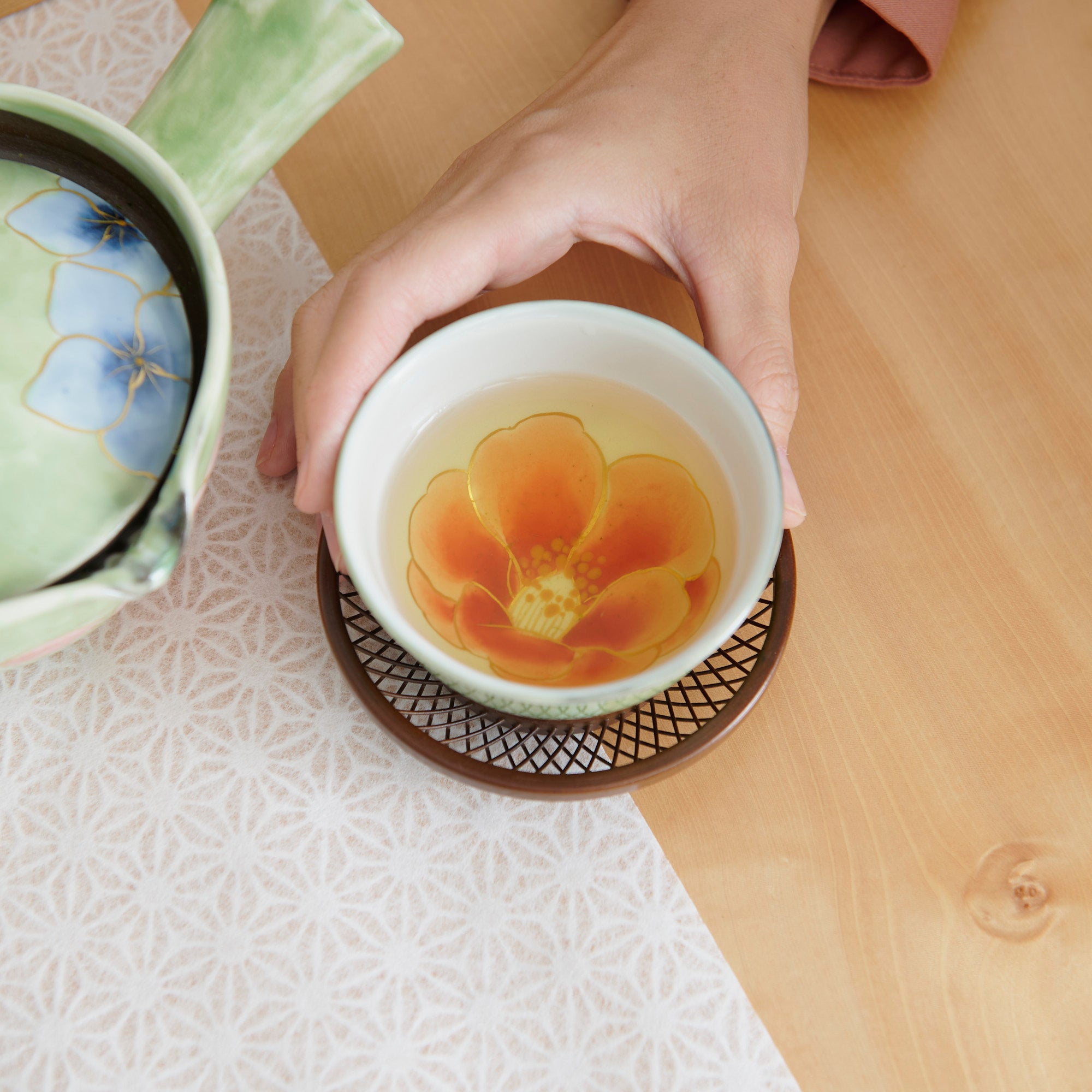 Colorful Floral Japanese Teacup