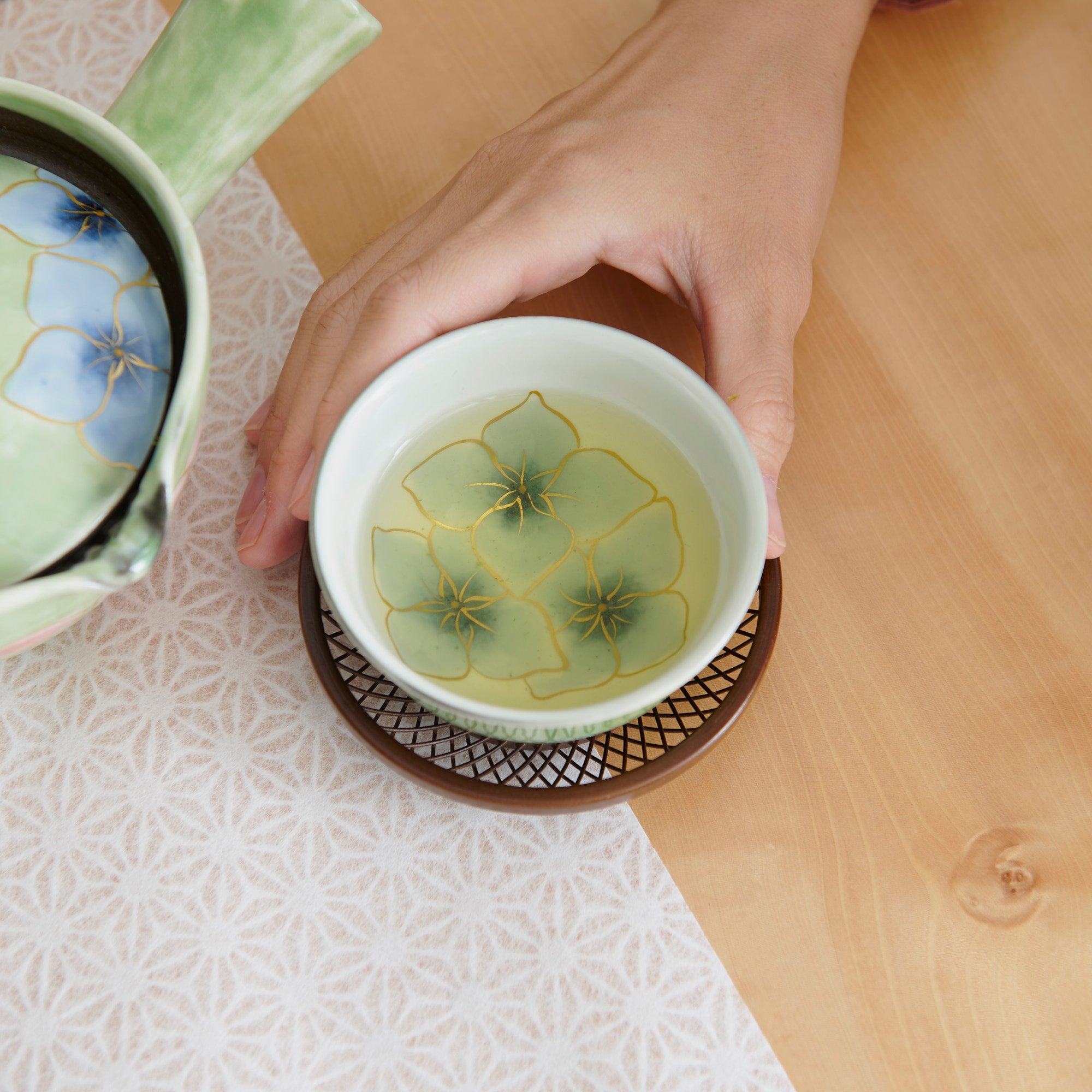 Colorful Floral Japanese Teacup