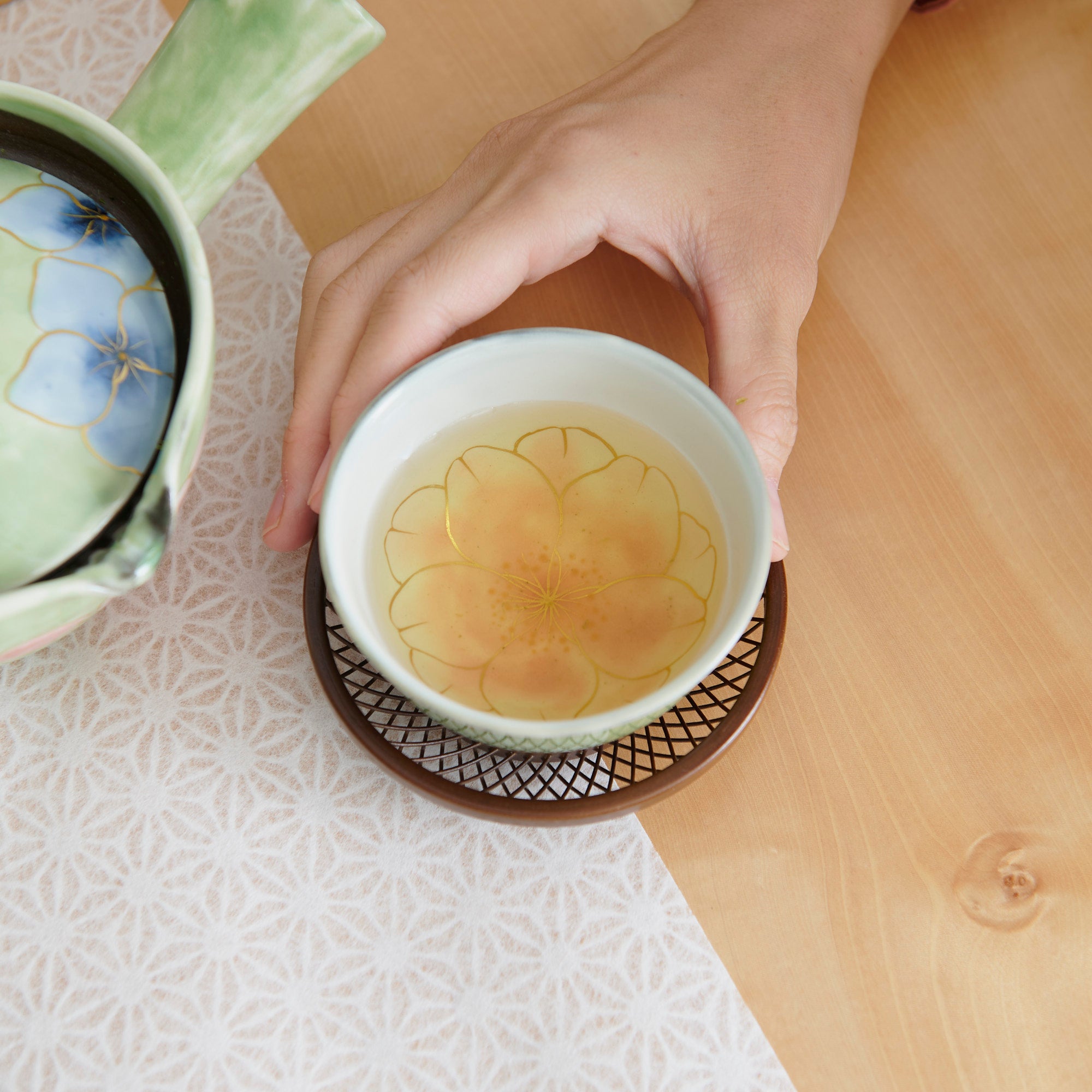 Colorful Floral Japanese Teacup