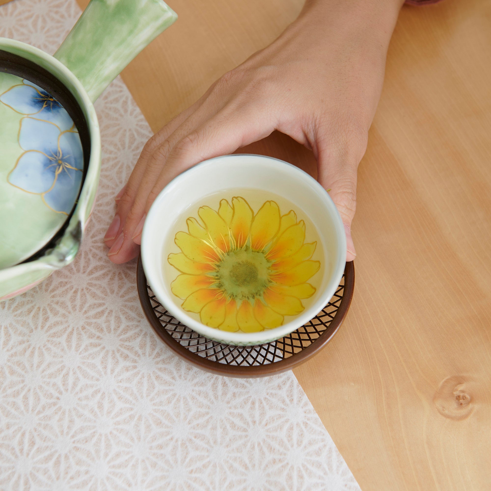 Colorful Floral Japanese Teacup