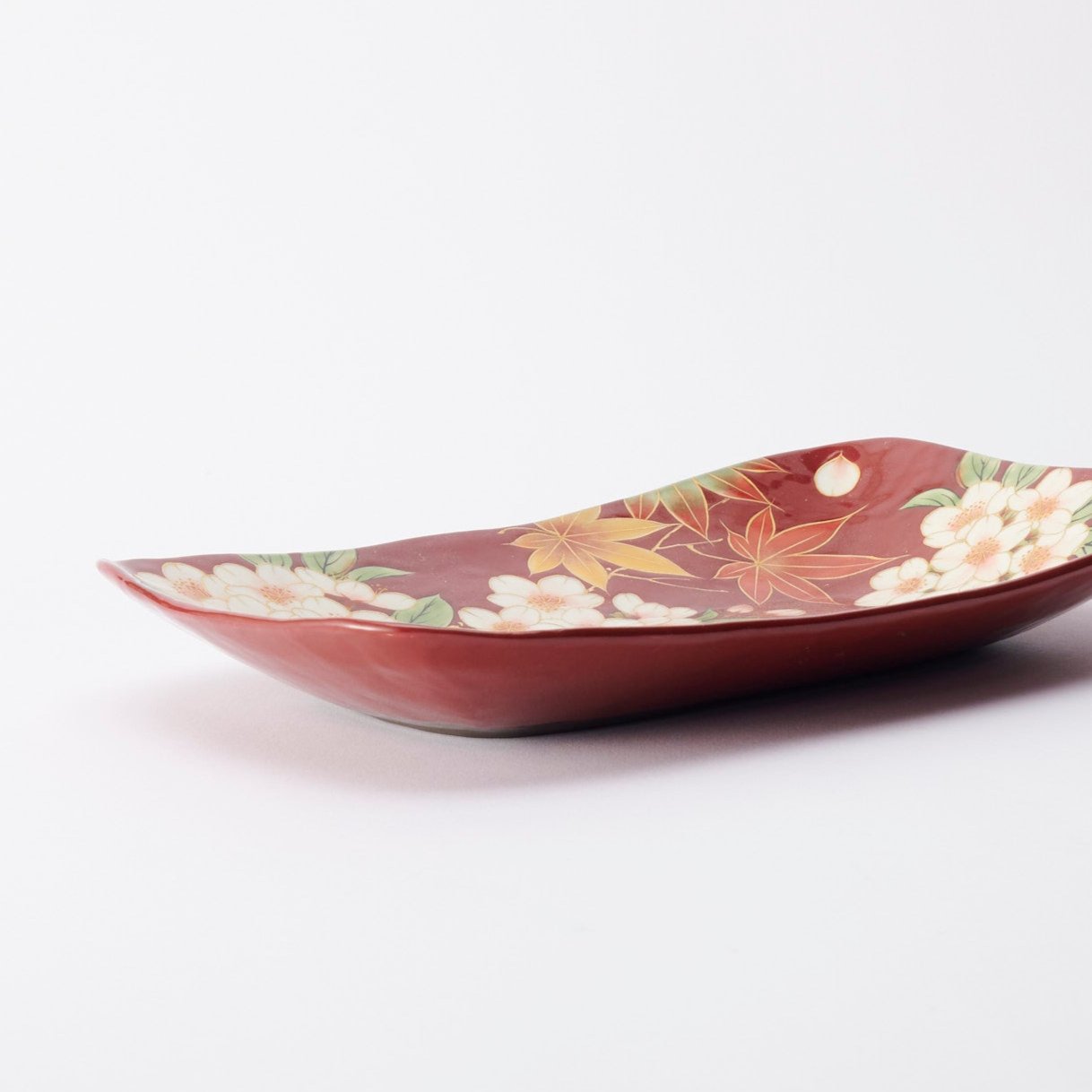 Crimson Sakura and Maple Leaf Decorative Plate