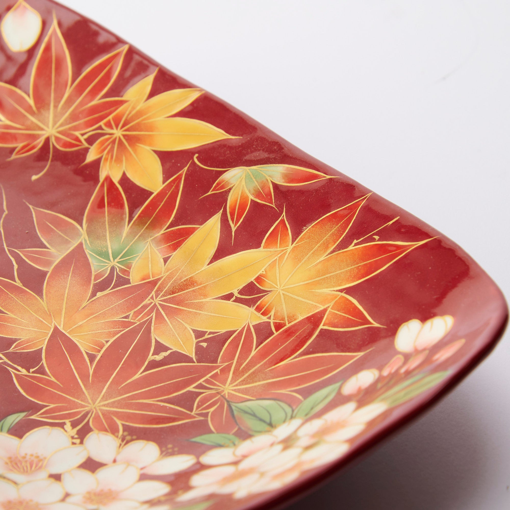 Crimson Sakura and Maple Leaf Decorative Plate