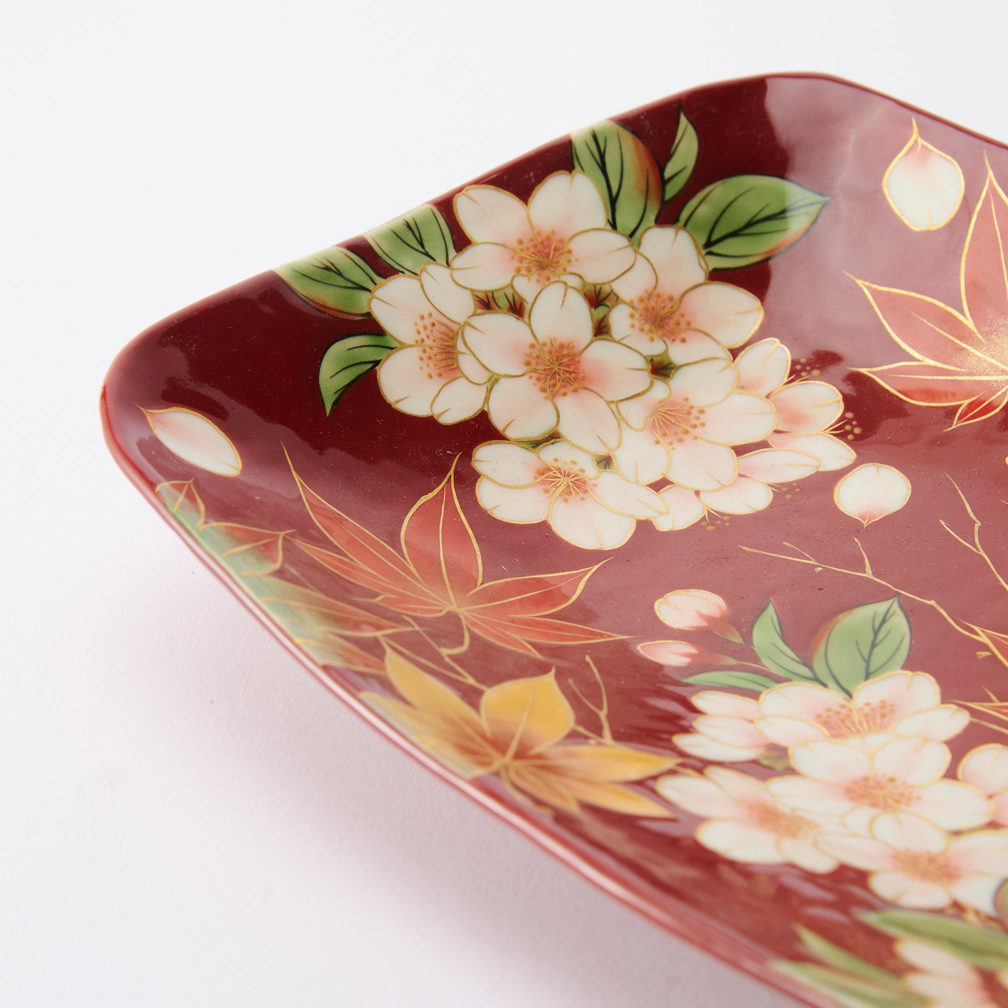 Crimson Sakura and Maple Leaf Decorative Plate